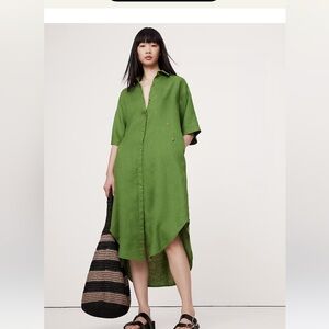 Banana republic linen asymmetric midi dress summer 2025 Small